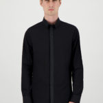 Chemise noire gorge galon