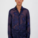 CHEMISE SOIE FLEURS BLEUES