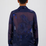 CHEMISE SOIE FLEURS BLEUES – Image 3