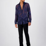 CHEMISE SOIE FLEURS BLEUES – Image 4