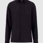 Chemise black shiny stripes