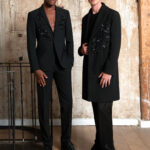 Manteau croisé noir brodé – Image 2