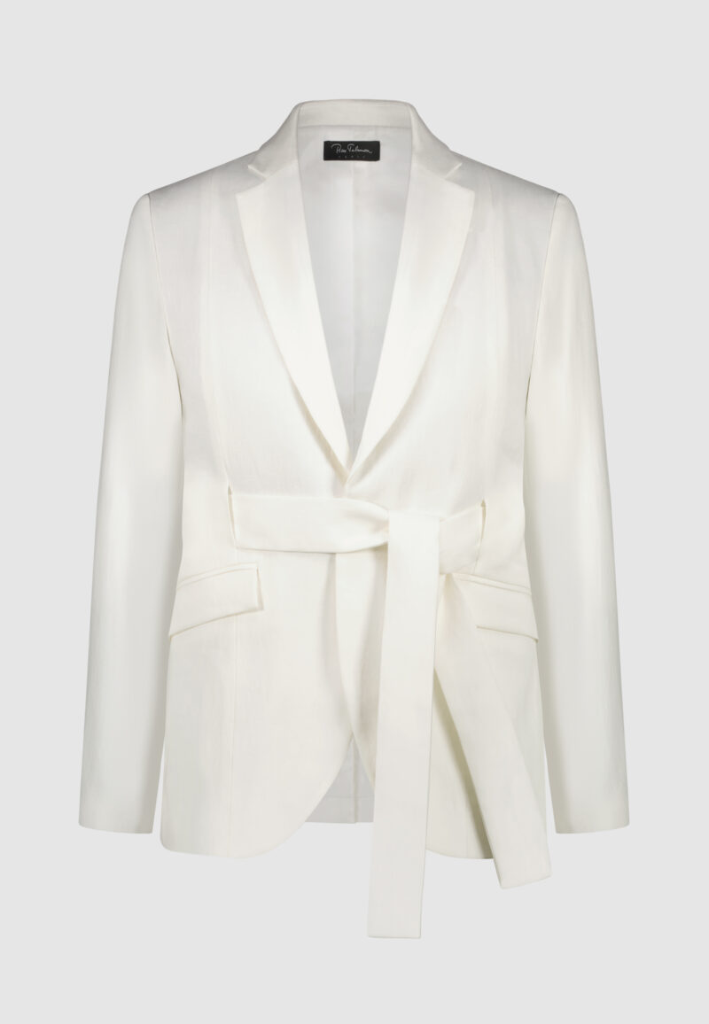 VESTE CEINTURÉE LIN BLANC