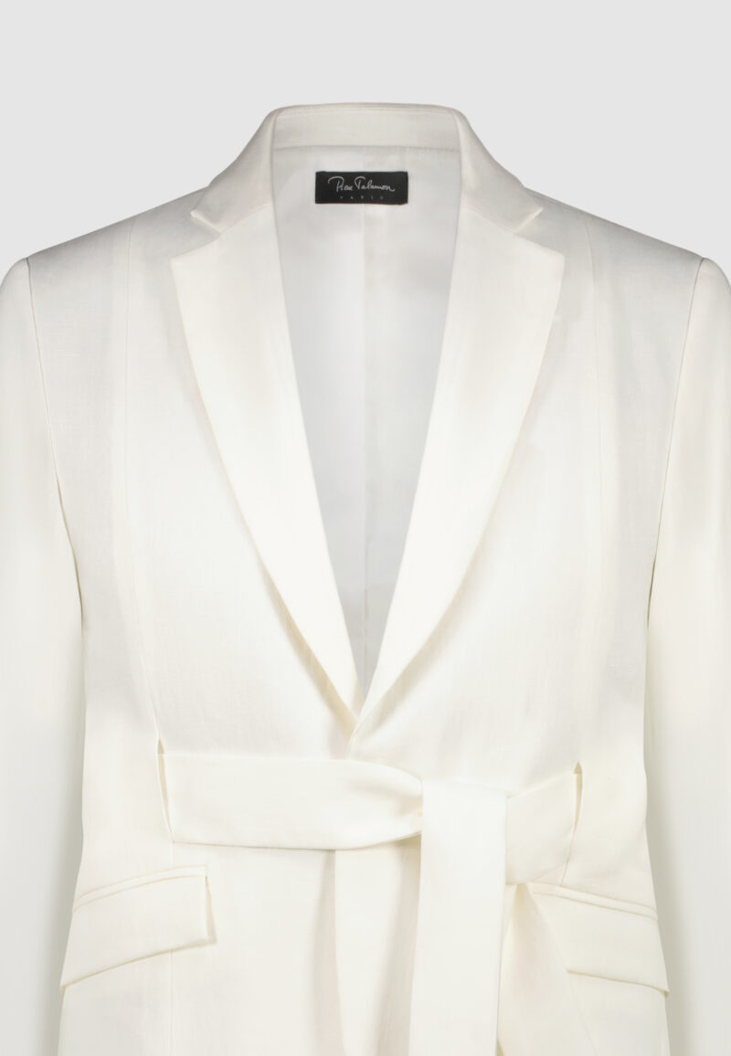 VESTE CEINTURÉE LIN BLANC – Image 3