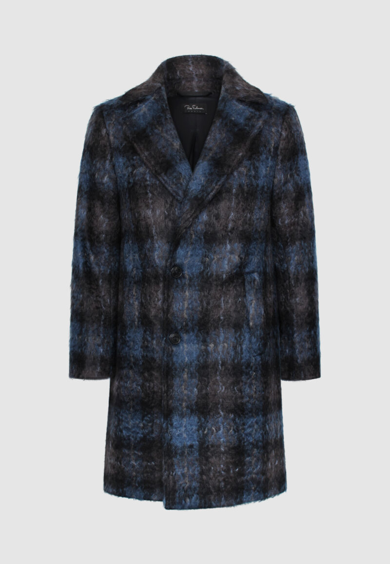 MANTEAU CROISÉ MOHAIR BLEU
