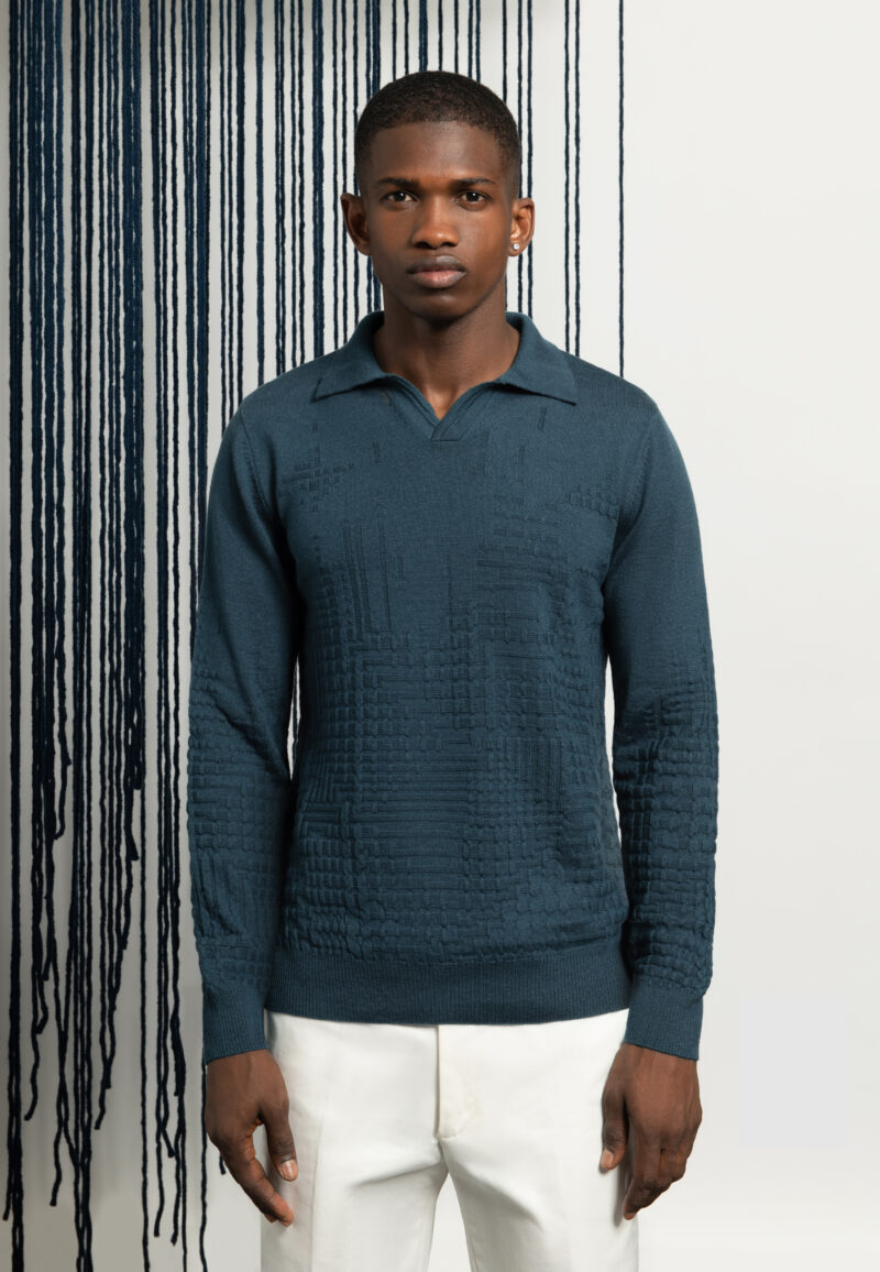 POLO STRUCTURE BLEU GRIS