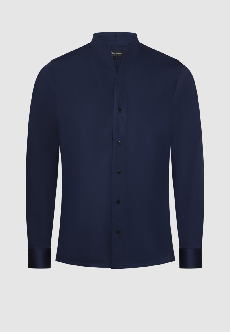 CHEMISE COL MONTANT MARINE