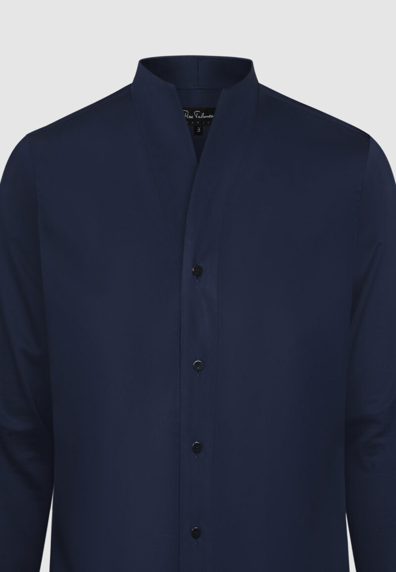 CHEMISE COL MONTANT MARINE – Image 3