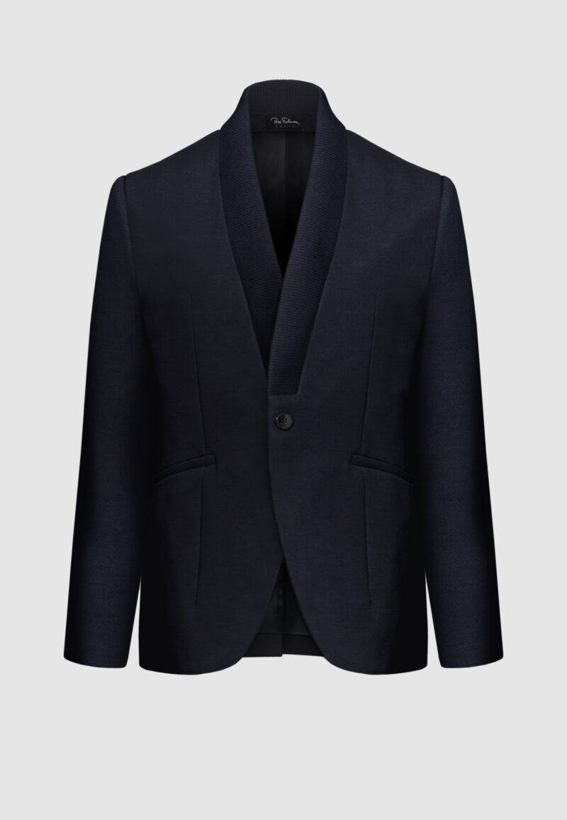 VESTE COL EN MAILLE NAVY