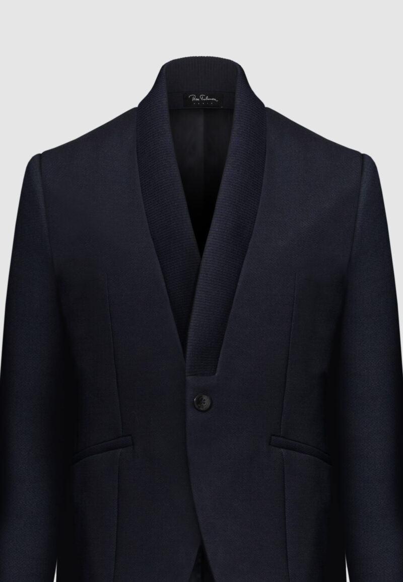 VESTE COL EN MAILLE NAVY – Image 3